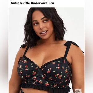 Torrid Black satin Cherry Print Underwire Bra